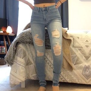 high waisted ripped jeans